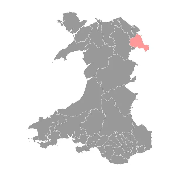 Mapa Wrexham Maelor Distrito Gales Ilustração Vetorial — Vetor de Stock