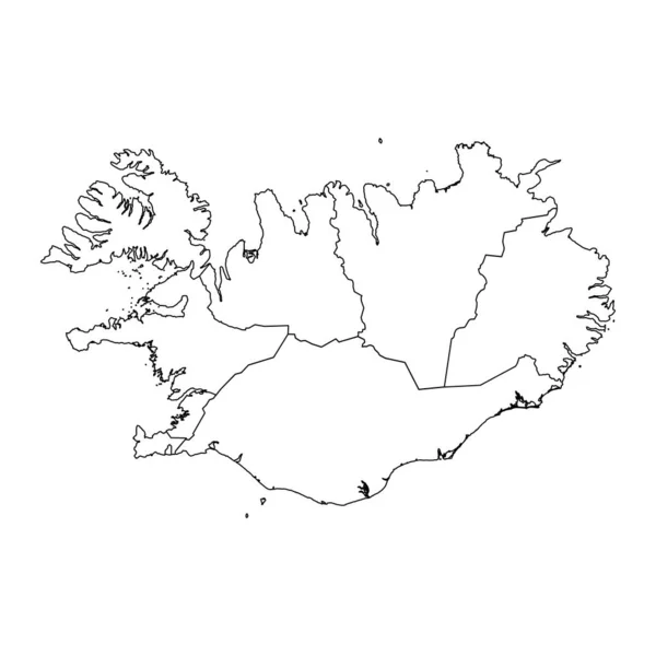 Islândia Mapa Com Distritos Administrativos Ilustração Vetorial — Vetor de Stock