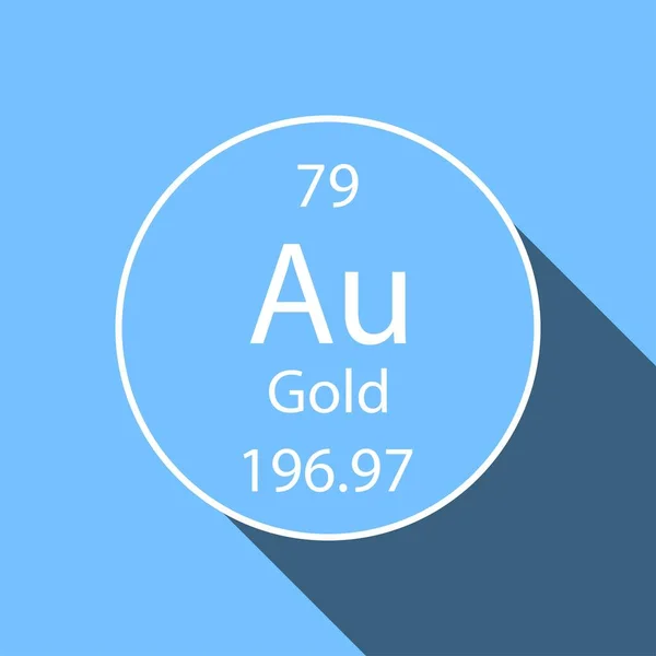 Złoty Symbol Długim Wzorem Cienia Element Chemiczny Układu Okresowego Ilustracja — Wektor stockowy