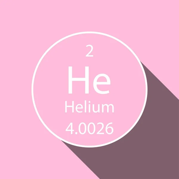 Heliumsymbol Med Lång Skuggdesign Kemisk Del Det Periodiska Systemet Vektorillustration — Stock vektor