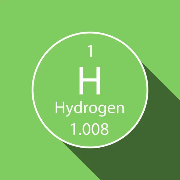 Símbolo Hidrogénio Com Design Sombra Longa Elemento Químico Tabela Periódica — Vetor de Stock