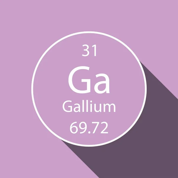 Symbole Gallium Avec Une Longue Ombre Élément Chimique Tableau Périodique — Image vectorielle