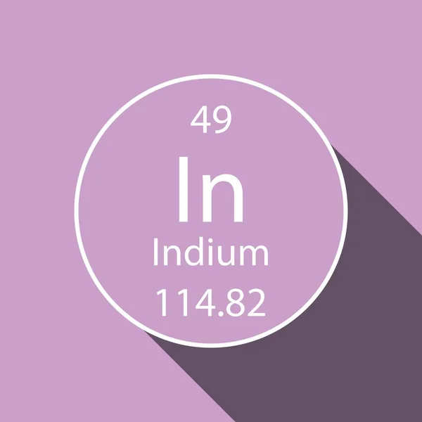 Indiumsymbol Med Lång Skuggdesign Kemisk Del Det Periodiska Systemet Vektorillustration — Stock vektor