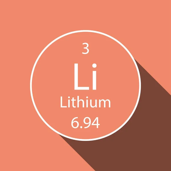 리튬의 상징으로 그림자 디자인이 있습니다 주기율표의 일러스트 — 스톡 벡터