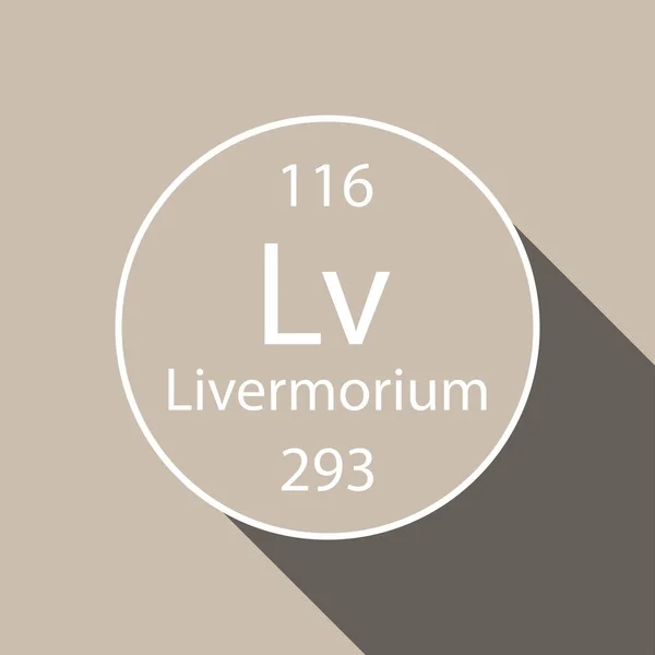 Symbol Livermoria Dlouhým Stínovým Designem Chemický Prvek Periodické Tabulky Vektorová — Stockový vektor