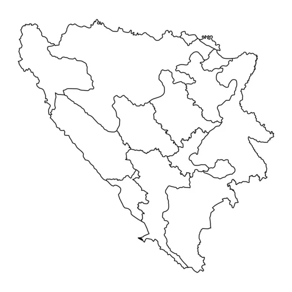Bosnia Herzegovina Mapa Con Los Distritos Administrativos Ilustración Vectorial — Archivo Imágenes Vectoriales