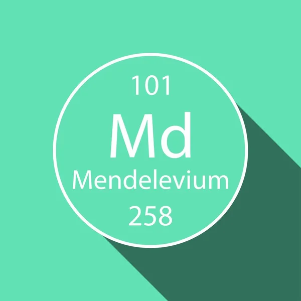 Символ Менделевия Длинным Теневым Дизайном Химический Элемент Периодической Таблицы Векторная — стоковый вектор