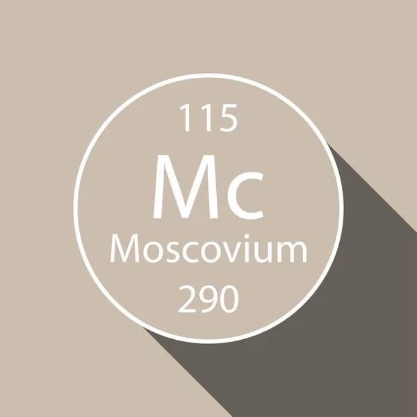 Moscovium Symbol Long Shadow Design Chemical Element Periodic Table Vector — Stock Vector