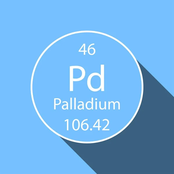 Palladium Symbool Met Lange Schaduw Ontwerp Chemisch Element Van Het — Stockvector