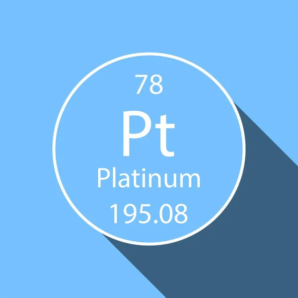 Símbolo Platino Con Diseño Sombra Larga Elemento Químico Tabla Periódica — Vector de stock