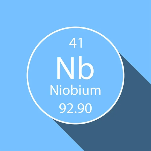 Symbole Niobium Avec Une Longue Conception Ombre Élément Chimique Tableau — Image vectorielle