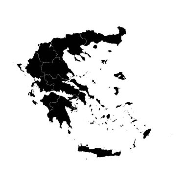 İdari bölgeleri olan Yunanistan haritası. Vektör illüstrasyonu.