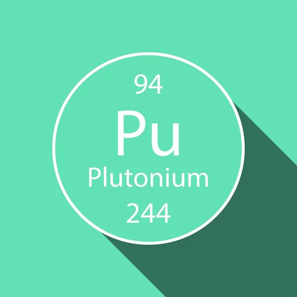 長い影のデザインのプルトニウム記号 周期表の化学元素 ベクターイラスト — ストックベクタ