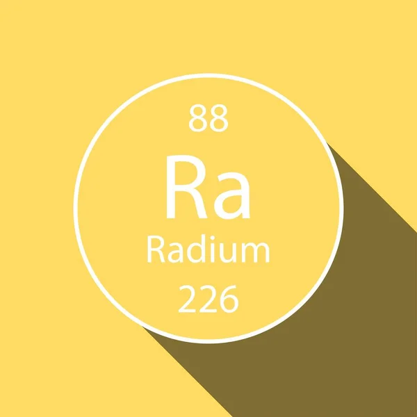 長い影のデザインのラジウム記号 周期表の化学元素 ベクターイラスト — ストックベクタ