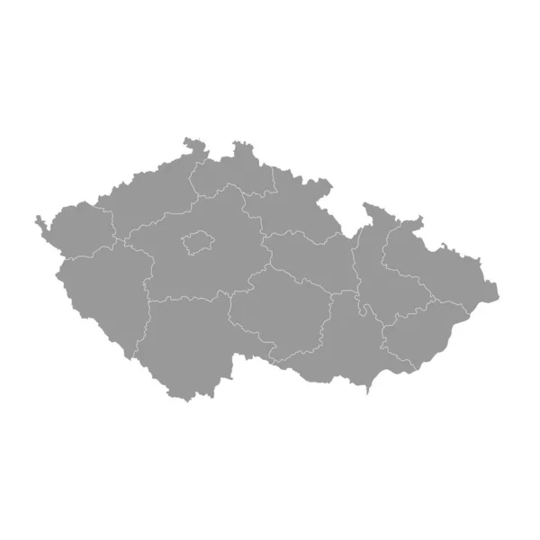 Τσεχική Δημοκρατία Γκρίζος Χάρτης Τις Περιφέρειες Εικονογράφηση Διανύσματος — Διανυσματικό Αρχείο