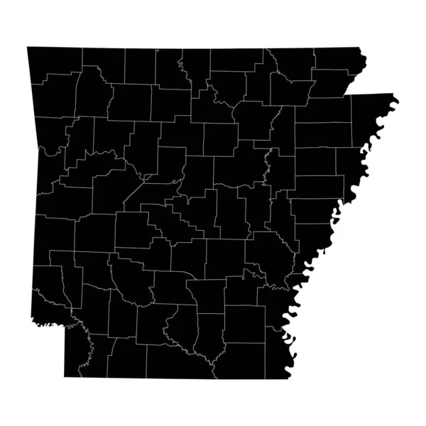 Arkansas State Map Mit Landkreisen Vektorillustration — Stockvektor