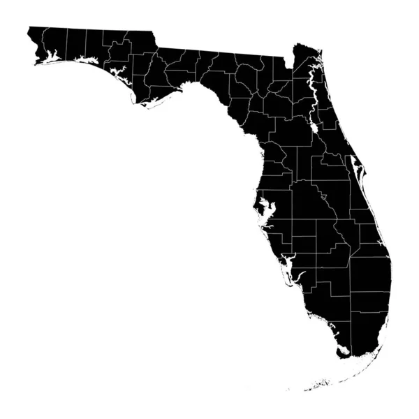 フロリダ州は郡と地図を描く ベクターイラスト — ストックベクタ