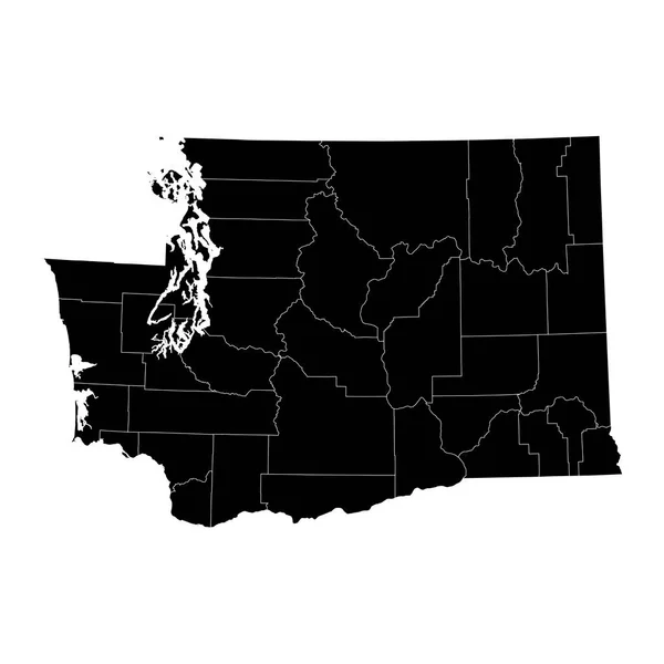 Πολιτειακός Χάρτης Ουάσινγκτον Κομητείες Εικονογράφηση Διανύσματος — Διανυσματικό Αρχείο