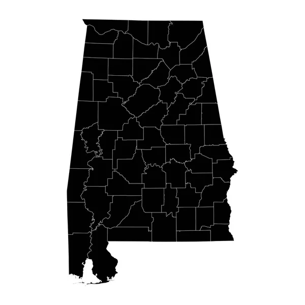 Carta Statale Dell Alabama Con Contee Illustrazione Vettoriale — Vettoriale Stock