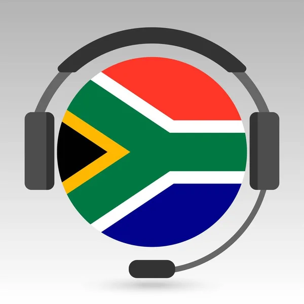 Südafrika Flagge Mit Kopfhörer Unterstützungsschild Vektorillustration — Stockvektor