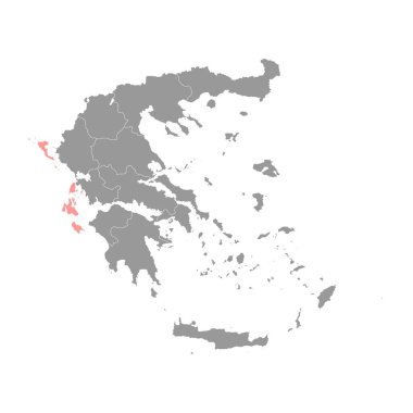 İyon Adaları haritası, Yunanistan 'ın idari bölgesi. Vektör illüstrasyonu.