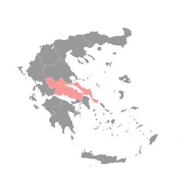 Yunanistan 'ın orta Yunanistan bölgesi haritası, idari bölgesi. Vektör illüstrasyonu.