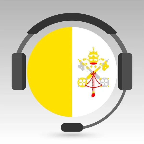 Прапор Ватикану Навушниками Знак Підтримки Приклад Вектора — стоковий вектор