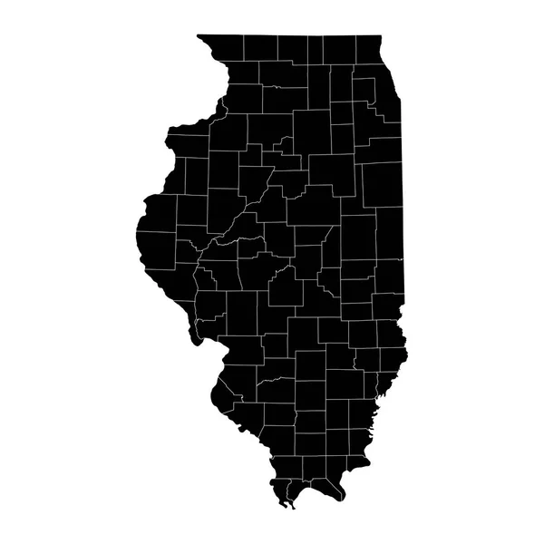 Mappa Statale Dell Illinois Con Contee Illustrazione Vettoriale — Vettoriale Stock