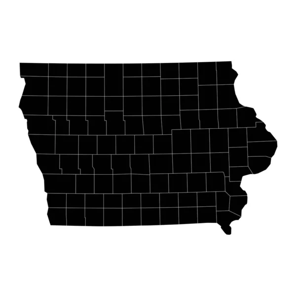 Lçeli Iowa Eyalet Haritası Vektör Illüstrasyonu — Stok Vektör