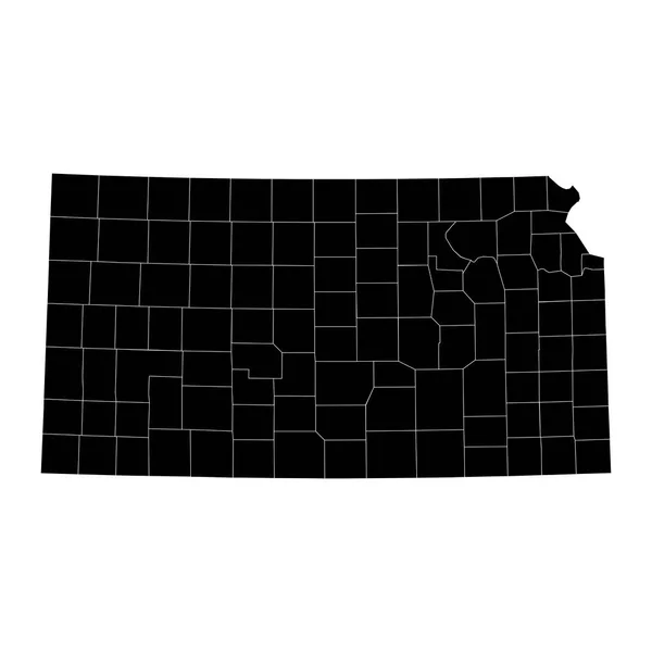 Kansas Staatskaart Met Provincies Vectorillustratie — Stockvector