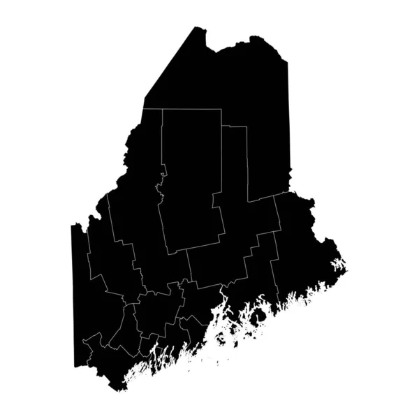 Maine Állam Térképe Megyékkel Vektorillusztráció — Stock Vector