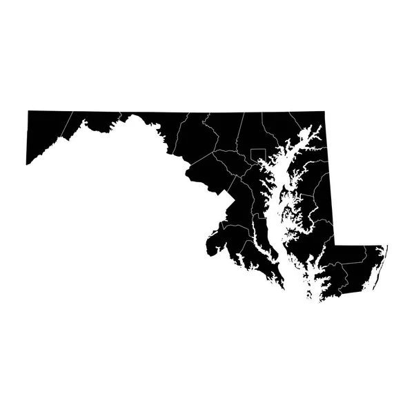 Πολιτειακός Χάρτης Μέριλαντ Κομητείες Εικονογράφηση Διανύσματος — Διανυσματικό Αρχείο
