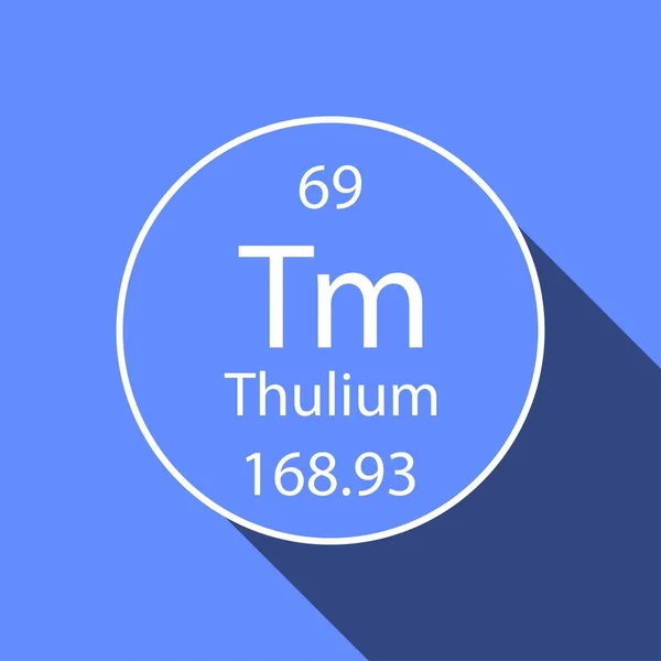 Simbol Thulium Dengan Desain Bayangan Panjang Unsur Kimia Dari Tabel - Stok Vektor