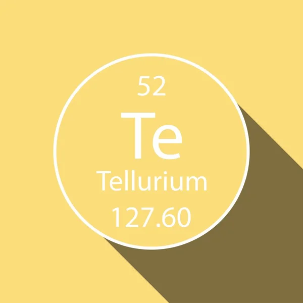 Simbol Telurium Dengan Desain Bayangan Panjang Unsur Kimia Dari Tabel - Stok Vektor