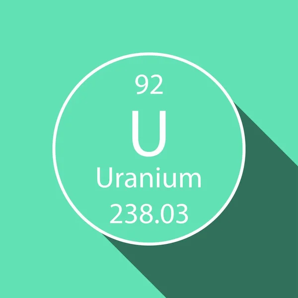 Símbolo Uranio Con Diseño Sombra Larga Elemento Químico Tabla Periódica — Archivo Imágenes Vectoriales