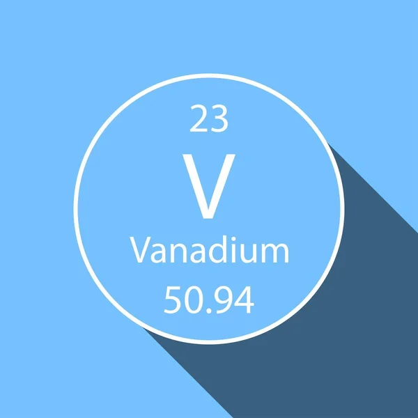 Vanadový Symbol Dlouhým Stínovým Designem Chemický Prvek Periodické Tabulky Vektorová — Stockový vektor