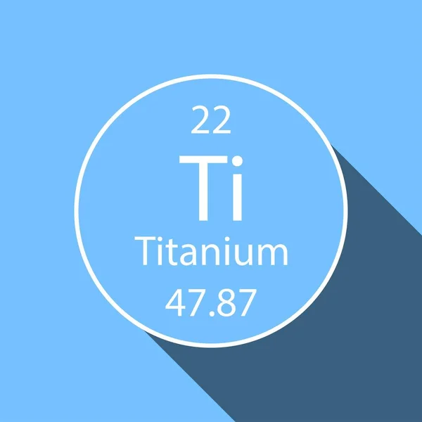 Titanium Symbol Long Shadow Design Chemical Element Periodic Table Vector — Stock Vector
