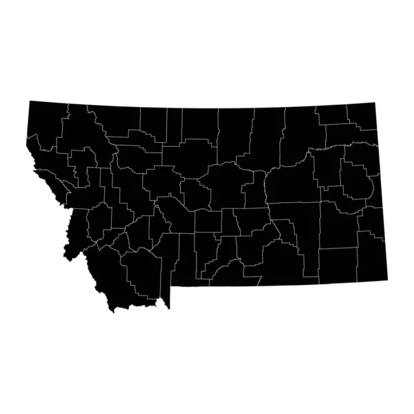 Montana Státní Mapa Okresy Vektorová Ilustrace — Stockový vektor