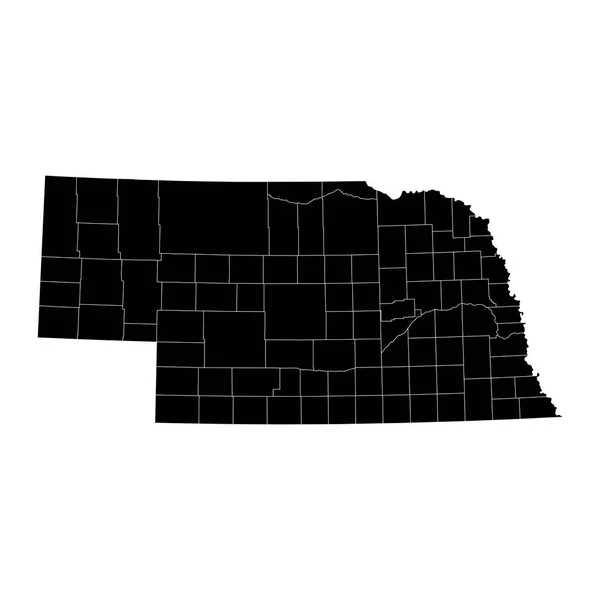 Nebraska Staat Kaart Met Provincies Vectorillustratie — Stockvector