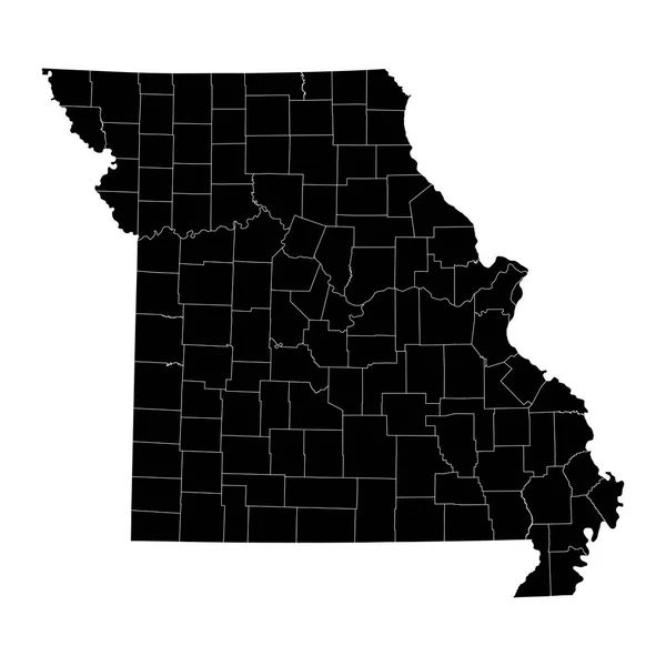 Missouri Staatskaart Met Provincies Vectorillustratie — Stockvector