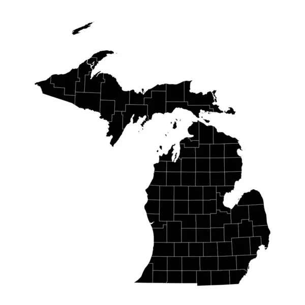 Mapa Del Estado Michigan Con Condados Ilustración Vectorial — Archivo Imágenes Vectoriales