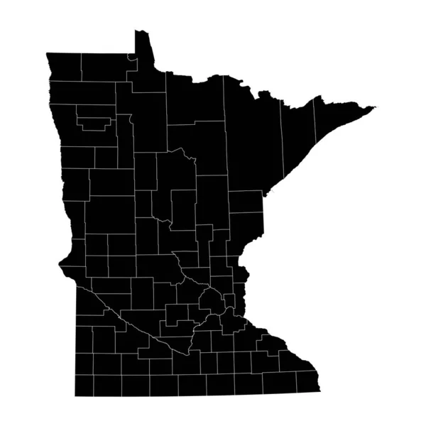 明尼苏达州有各县的地图 矢量说明 — 图库矢量图片