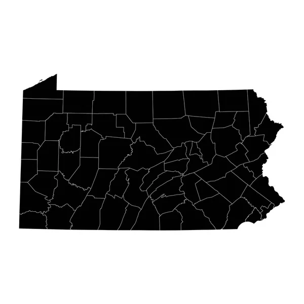 Pennsylvania Delstatskarta Med Län Vektorillustration — Stock vektor