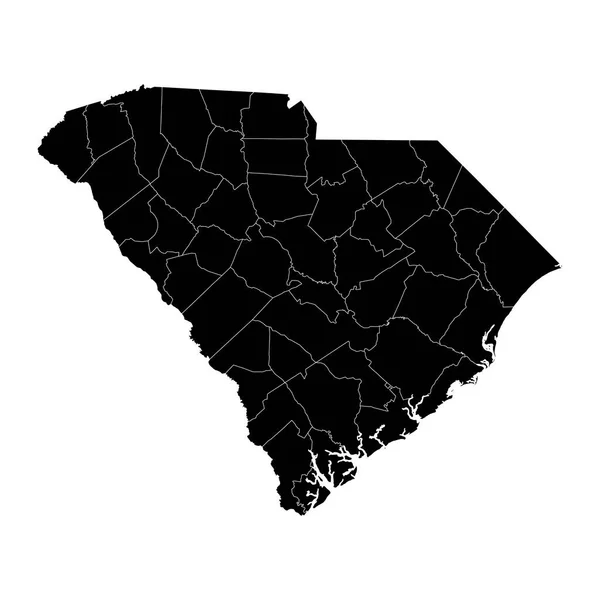 South Carolina Staatskaart Met Provincies Vectorillustratie — Stockvector