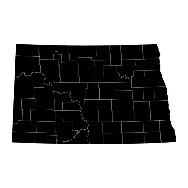Mapa Státu Severní Dakota Okresy Vektorová Ilustrace — Stockový vektor