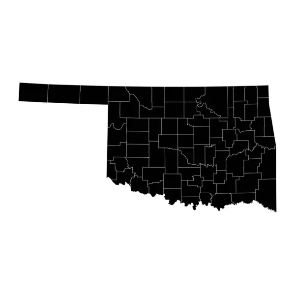 Oklahoma State Map Mit Landkreisen Vektorillustration — Stockvektor