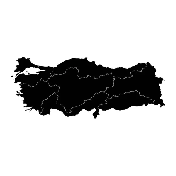 Turkiet Karta Med Regioner Vektorillustration — Stock vektor