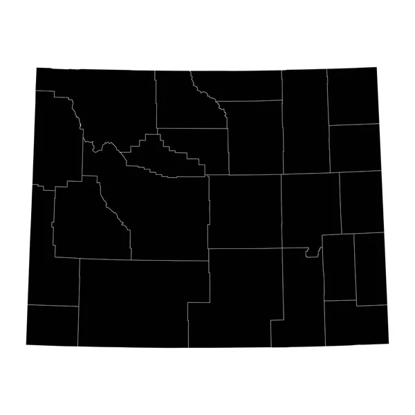 Wyoming Állam Térképe Megyékkel Vektorillusztráció — Stock Vector
