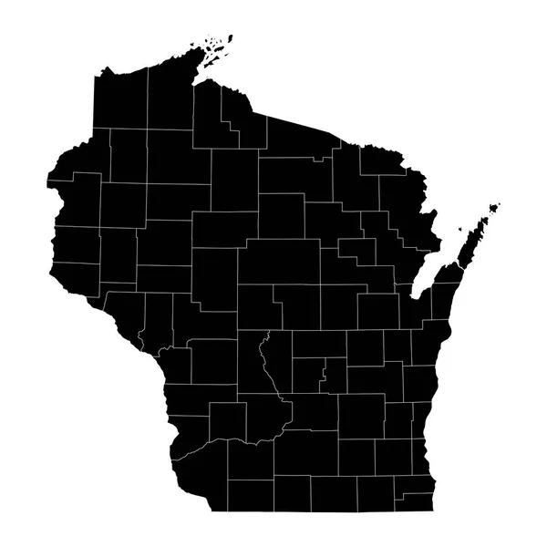 Mappa Statale Del Wisconsin Con Contee Illustrazione Vettoriale — Vettoriale Stock