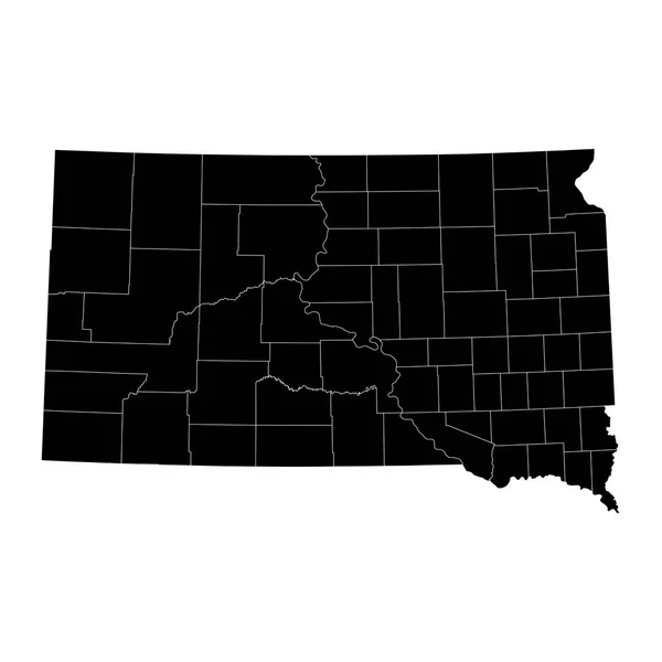 サウスダコタ州と郡の州地図 ベクターイラスト — ストックベクタ